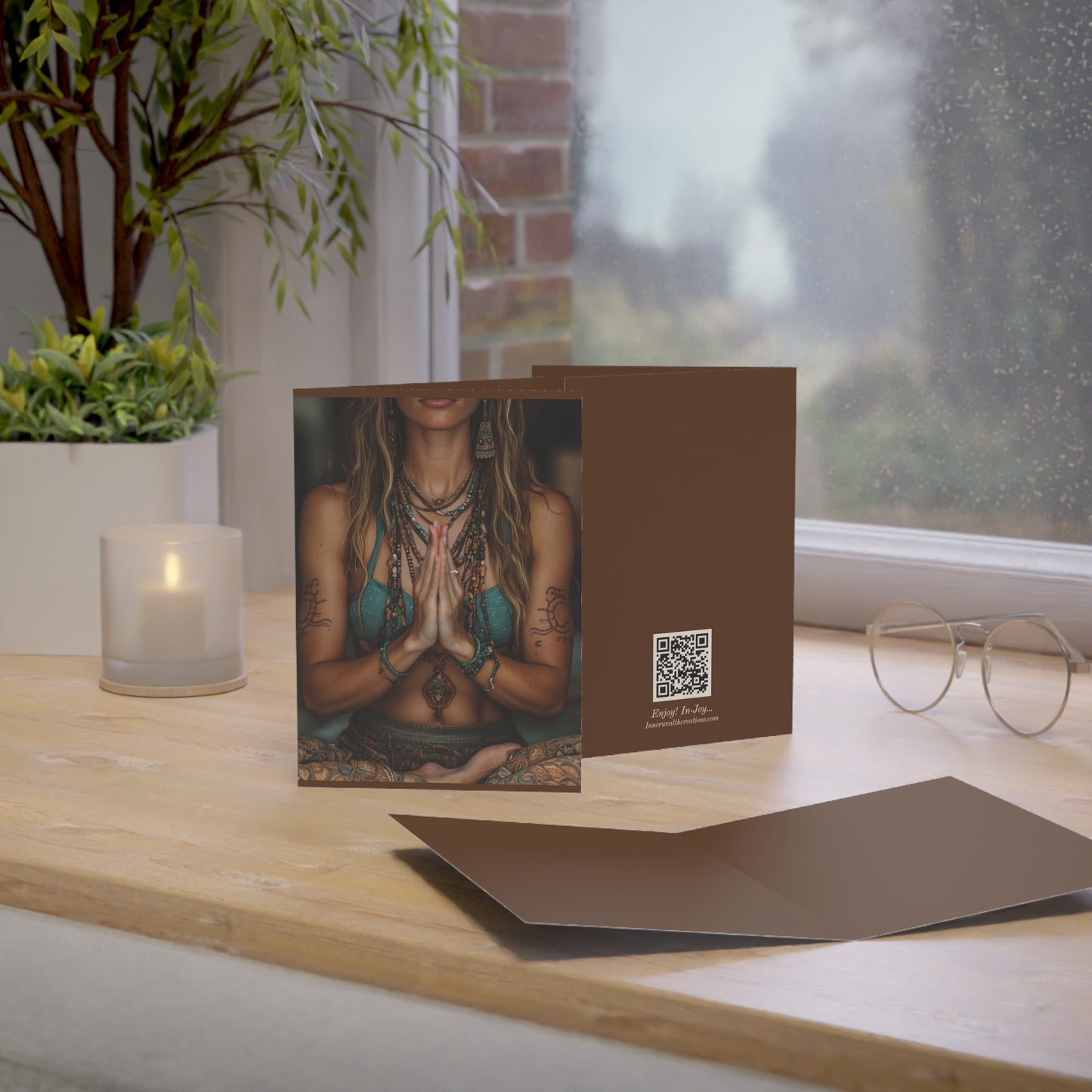 Meditative Greeting Cards for Mindfulness, Yoga Lovers, Wellness Events, Inspirational Messages, Self-Care Notes, Blank Inside, Set of 1, 10, 30, 50