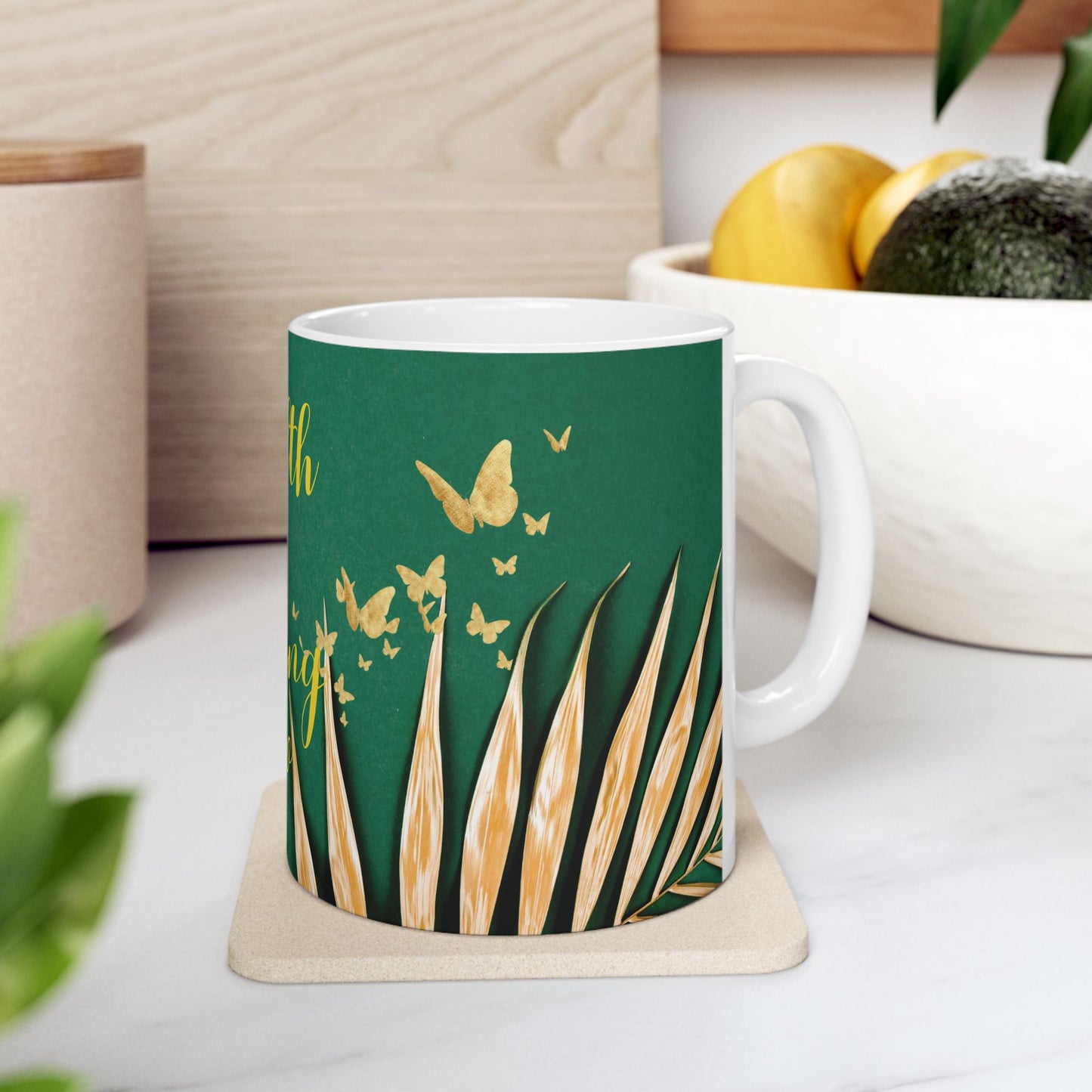 WEALTH IS ARRIVING NOW MUG, 11oz