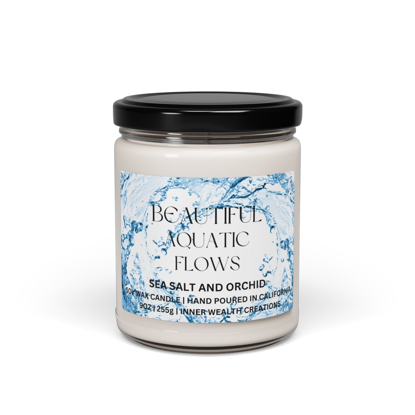 BEAUTIFUL AQUATIC FLOWS CANDLE, 9oz