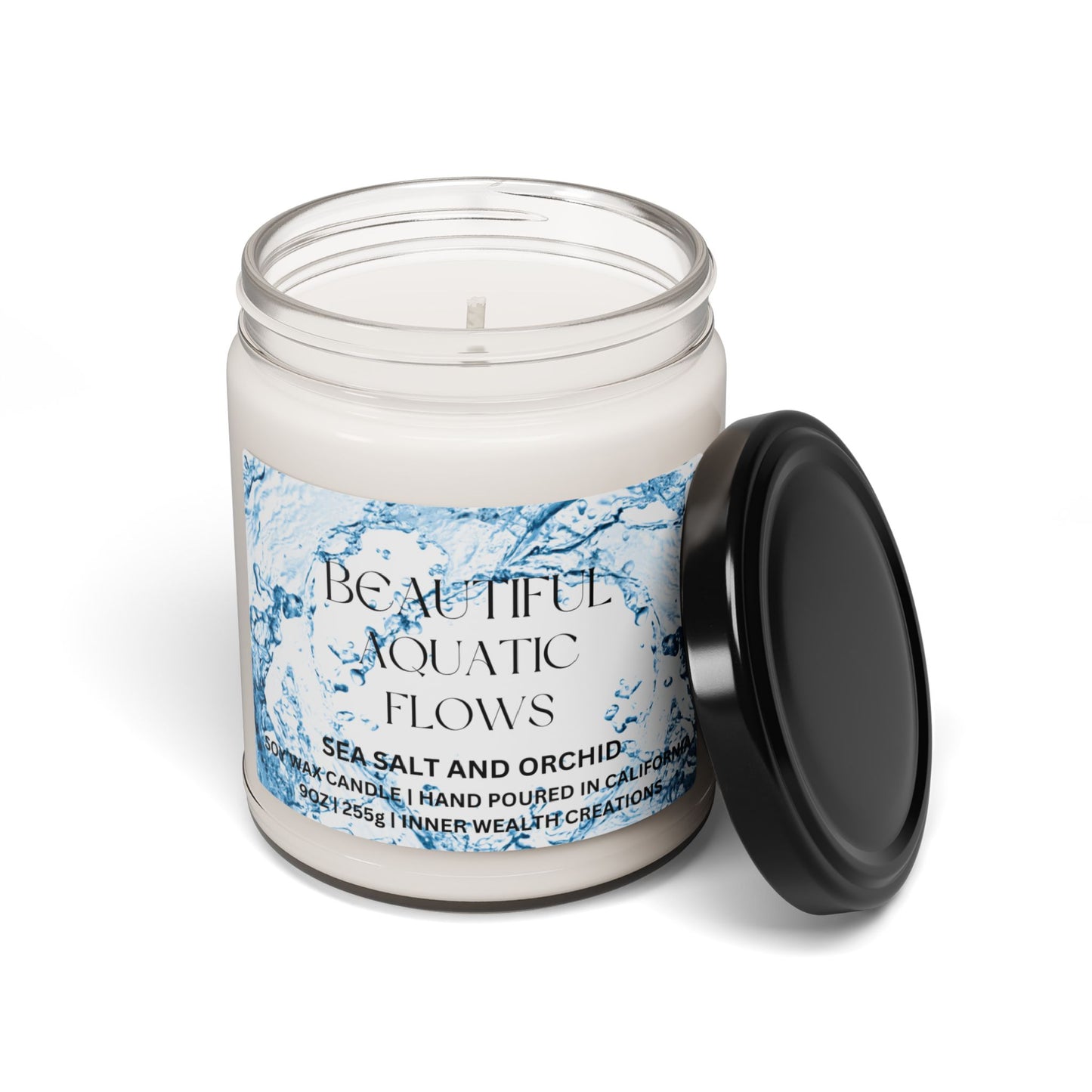 BEAUTIFUL AQUATIC FLOWS CANDLE, 9oz