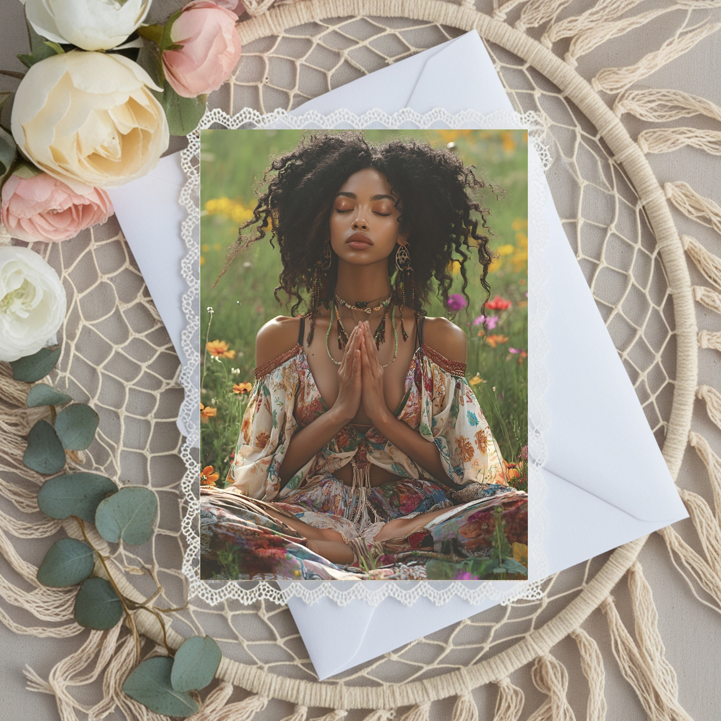 Meditation Greeting Cards for Mindfulness, Self Care, Inspirational Notes, Thank You, Encouragement, Spiritual Gifts, Blank Inside, Set of 1, 10, 30, 50